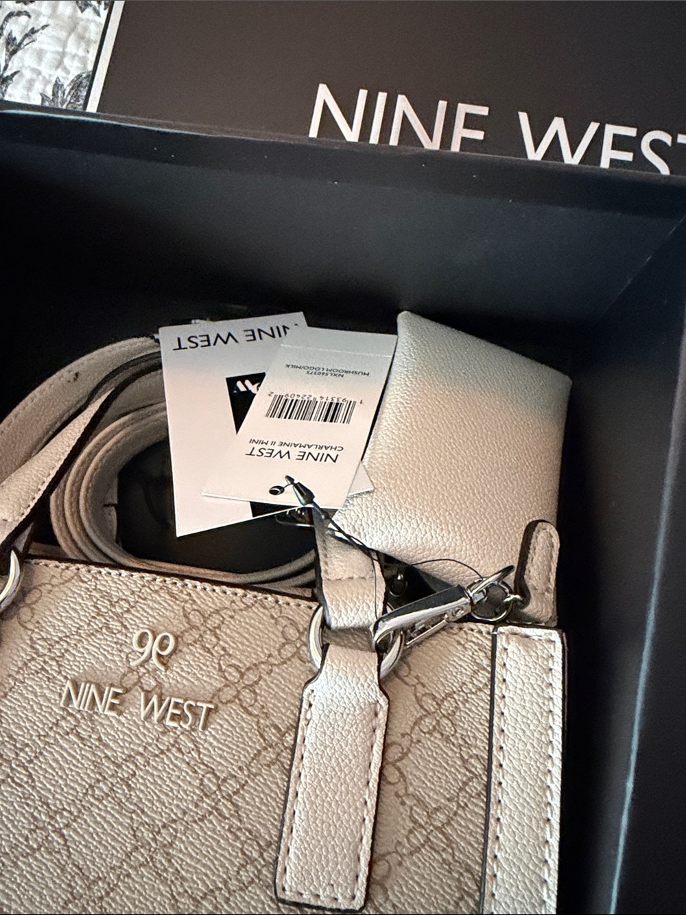 Nine West Beige Logo-Print Tote with Matching Mini Crossbody - Picture 2 of 5